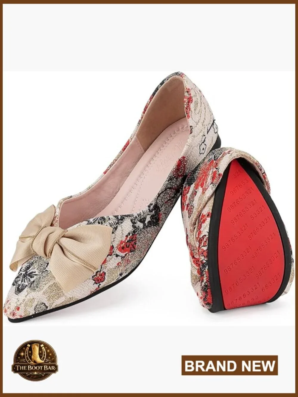 Pointed Toe Bow Ballet Flats - Comfortable Dressy Slip On Shoes